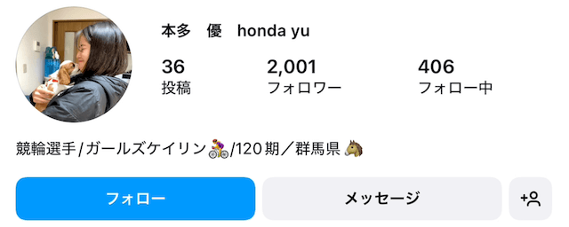 本多優選手のインスタグラム(Instagram)の画像